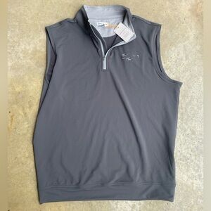 Peter Millar Galway Quarter Zip Performance Vest Moisture Wicking Gray L NEW